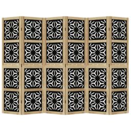 Berkfield Home Room Divider 6 Panels Brown & Black Solid Wood Paulownia - thumbnail 4