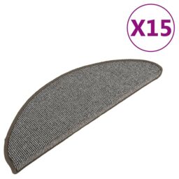 Berkfield Home Carpet Stair Treads 15 pcs Grey 65x21x4 cm - Size: Medium - thumbnail 2