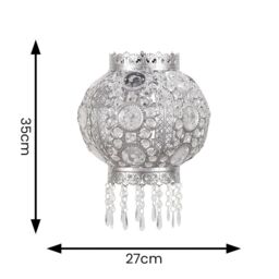 ValueLights Bazaar Silver Moroccan Style Easy Fit Pendant Shade with Bulb in Metallic Silver - thumbnail 6