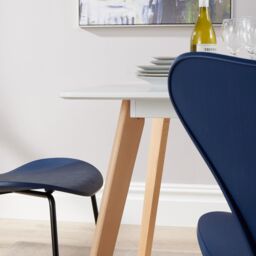 Home Source Trinity Table & 4 Penny Chairs Dining Set White Top Wooden Legs in Navy - thumbnail 8