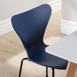 Home Source Trinity Table & 4 Penny Chairs Dining Set White Top Wooden Legs in Navy - thumbnail 5