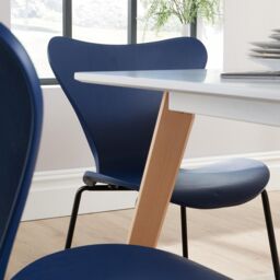 Home Source Trinity Table & 4 Penny Chairs Dining Set White Top Wooden Legs in Navy - thumbnail 6