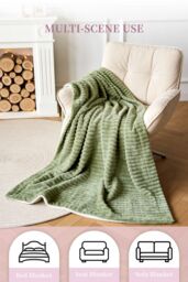 Living and Home Soft Polyester Throw Blanket in Green - Size: Extra Large - thumbnail 3