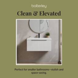 Balterley Fluted Front Wall Hung 1 Drawer Vanity Basin Unit, Satin White, 800mm in White - thumbnail 7