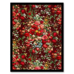 Artery8 Sir Matthew Digby Wyatt Framed Wall Art Vintage Floral Chintz Pattern in Red - Size: A4 - thumbnail 1