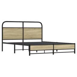 Berkfield Home Metal Bed Frame without Mattress Sonoma Oak 160x200 cm in Brown - thumbnail 3