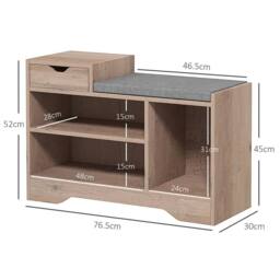 VOGREX Upholstered Entryway Shoe Bench with Storage Drawer in Beige - thumbnail 2