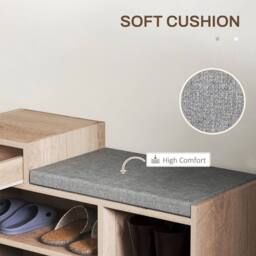 VOGREX Upholstered Entryway Shoe Bench with Storage Drawer in Beige - thumbnail 4