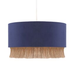 Happy Homewares Modern Soft Velvet Pendant Light Shade with Hanging Gold Tassels in Midnight - thumbnail 5
