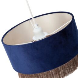 Happy Homewares Modern Soft Velvet Pendant Light Shade with Hanging Gold Tassels in Midnight - thumbnail 6