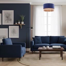 Happy Homewares Modern Soft Velvet Pendant Light Shade with Hanging Gold Tassels in Midnight - thumbnail 7