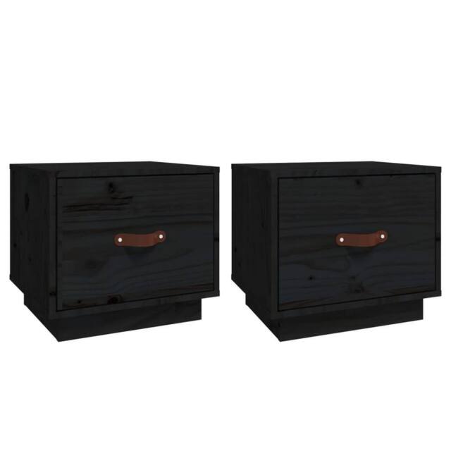 Berkfield Home Bedside Cabinets 2 pcs Black 40x34x35 cm Solid Wood Pine - Size: 40 x 34 x 35 cm - image 1