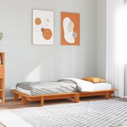 Berkfield Home Modern Bed Frame without Mattress Wax Brown 90x190 cm Single Soli - thumbnail 2