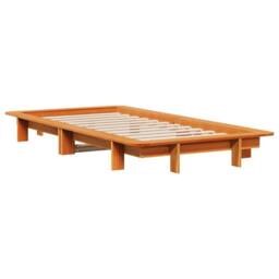 Berkfield Home Modern Bed Frame without Mattress Wax Brown 90x190 cm Single Soli - thumbnail 1
