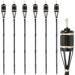 SPETLEK 6x 113cm Bamboo Garden Torches Black for Outdoor Paraffin - Size: 6x 113 cm - thumbnail 3