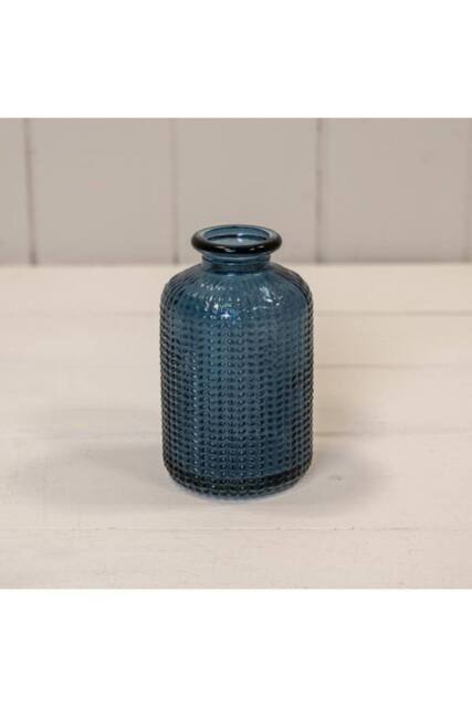 KDMD Blue Dimpled Glass Bottle - image 1