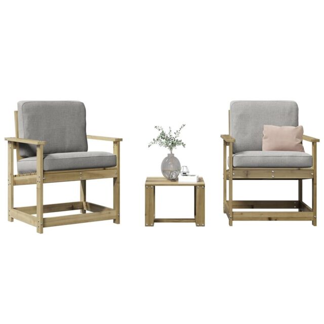 Berkfield Home 3 Piece Garden Lounge Set Impregnated Wood Pine in Brown - image 1