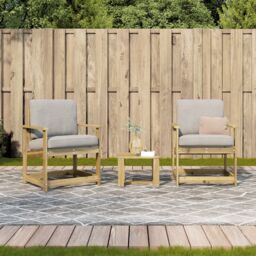 Berkfield Home 3 Piece Garden Lounge Set Impregnated Wood Pine in Brown - thumbnail 3