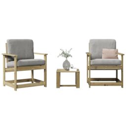 Berkfield Home 3 Piece Garden Lounge Set Impregnated Wood Pine in Brown - thumbnail 1