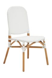 Orsina White Natural Rattan Dining Chair, Cane Dining Chair, Outdoor Rattan Chair, Sturdy Wood Dining Chair - thumbnail 2