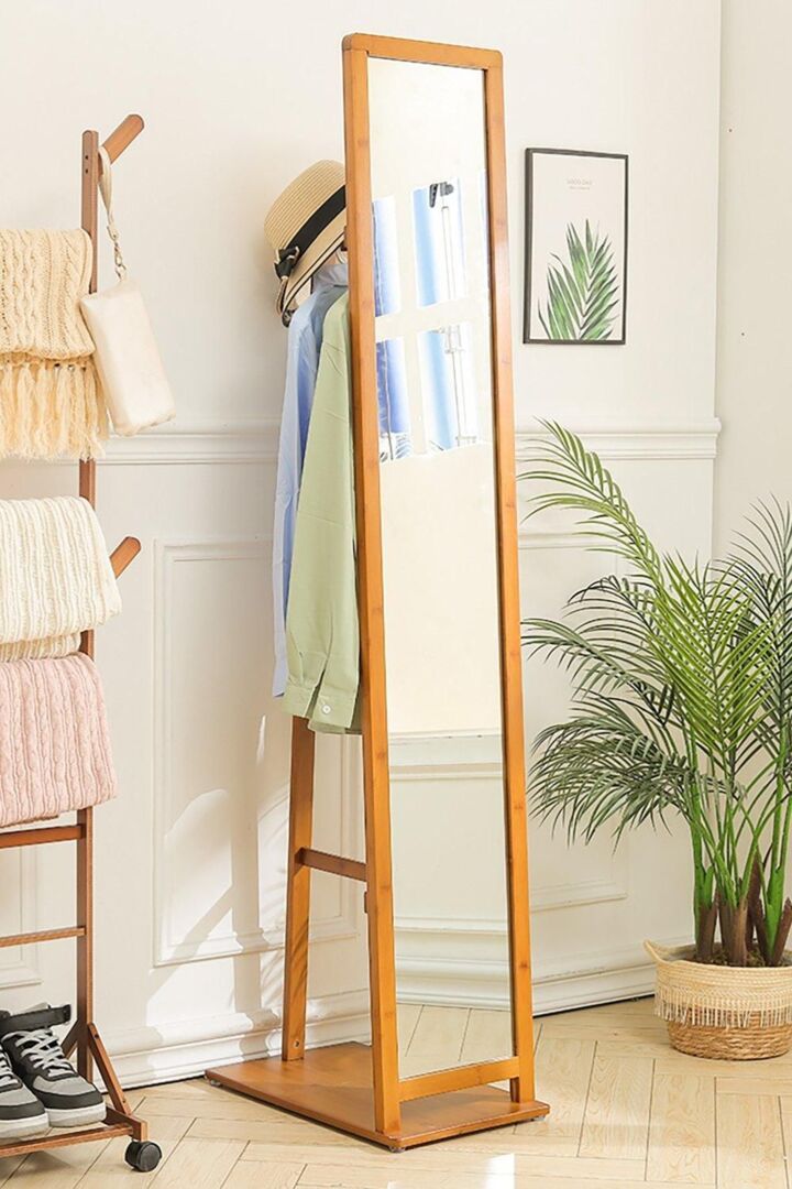 Shyliey Wooden Floor Mirror Stand - Anti-Skid Mirror Bracket Holder For Bedroom, Living Room, Or Bathroom 14 thumbnail image