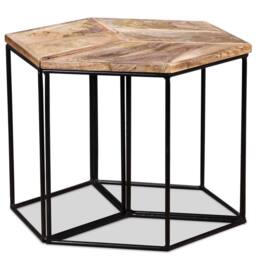Berkfield Home Beautiful Coffee Table Solid Mango Wood 56x48x40 cm in Brown - Size: 56 x 48 x 40 cm - thumbnail 3