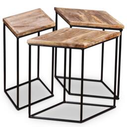 Berkfield Home Beautiful Coffee Table Solid Mango Wood 56x48x40 cm in Brown - Size: 56 x 48 x 40 cm - thumbnail 6