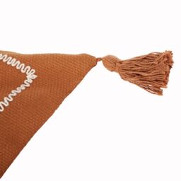 Yard Durdle 100% Cotton Embroidered Tasselled Cushion in Burnt Orange - Size: 45 cm x 45 cm - thumbnail 4