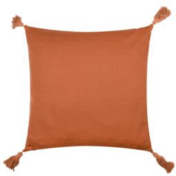 Yard Durdle 100% Cotton Embroidered Tasselled Cushion in Burnt Orange - Size: 45 cm x 45 cm - thumbnail 2