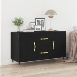 Berkfield Home Sideboard Black Oak 100x36x60 cm Engineered Wood - Size: 100 x 36 x 60 cm - thumbnail 1