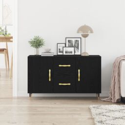 Berkfield Home Sideboard Black Oak 100x36x60 cm Engineered Wood - Size: 100 x 36 x 60 cm - thumbnail 4