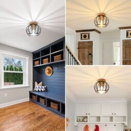 Pheashine Vintage & Black Cage Ceiling Light 19x16cm E27, Bulb Not Included - Size: 19x16 cm - thumbnail 8