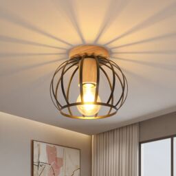 Pheashine Vintage & Black Cage Ceiling Light 19x16cm E27, Bulb Not Included - Size: 19x16 cm - thumbnail 1