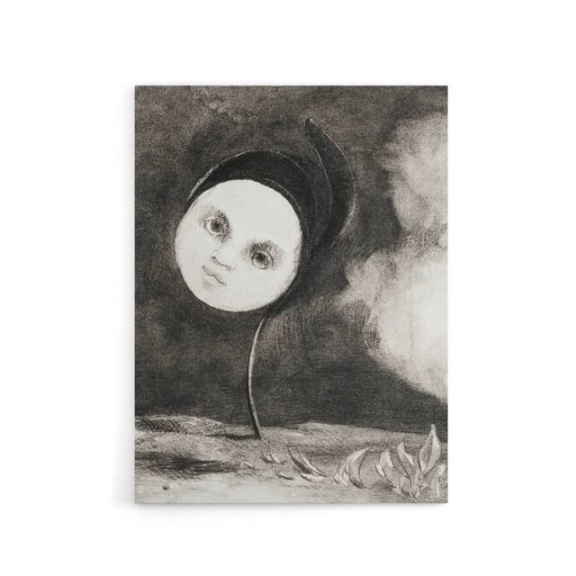 "Artery8 Strange Flower with a Face Redon Vintage Canvas Wall Art in Grey - Size: W18"" x H24""" - image 1