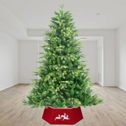 Shatchi 26.8Inch Christmas Tree Skirt Foldable Burlap Xmas Tree Stand Base Cover Collar Trunk Basket Ring for Tree Decorations in Red - Size: 1 Pack - thumbnail 3