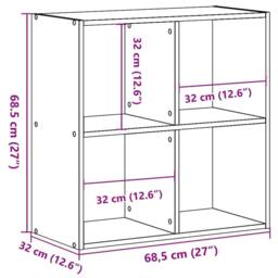 Berkfield Home Decorative Bookcase Old Wood 68.5x32x68.5 cm Engineered Wood in Brown - thumbnail 9