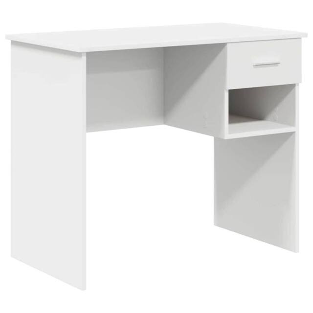 Berkfield Home Desk with Storage White 90x49.5x75 cm Engineered wood - image 1