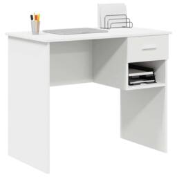 Berkfield Home Desk with Storage White 90x49.5x75 cm Engineered wood - thumbnail 3