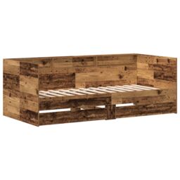 Berkfield Home Daybed with Drawers Old wood Engineered wood 90 x 200 cm Durable in Brown - thumbnail 2