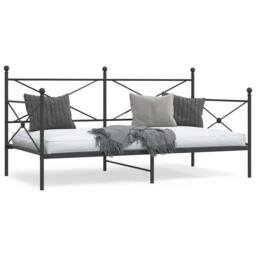 Berkfield Home Day Bed without Mattress Black 100x190 cm Steel - thumbnail 2