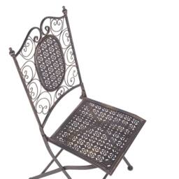 Wyld and Coco Vintage Black Iron Foldable Bistro Set 2 Chairs and Table L70 x D70cm - thumbnail 7
