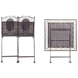 Wyld and Coco Vintage Black Iron Foldable Bistro Set 2 Chairs and Table L70 x D70cm - thumbnail 4