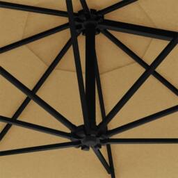 Berkfield Home Elegant Wall-mounted Parasol with LEDs & Metal Pole 300 cm Taupe in Beige - thumbnail 8