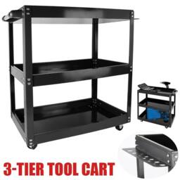 Nordara 3 Tier Tool Storage Heavy Duty Garage Trolley in Black - Size: 10000mm x 520mm - thumbnail 1