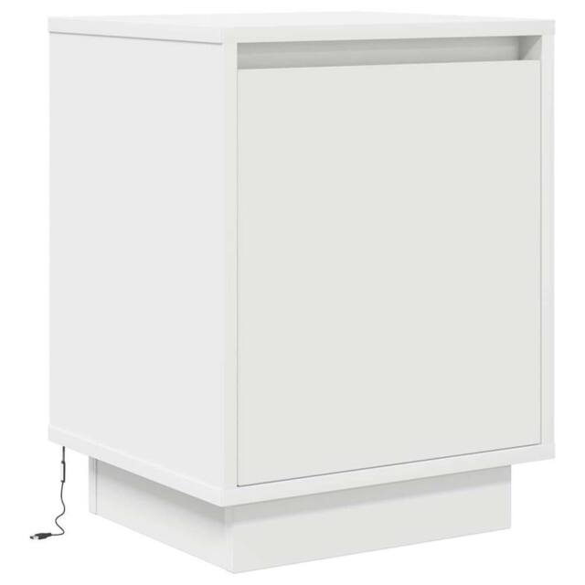 Berkfield Home Modern Bedside Cabinet with LED Lights¬†White 38x34x50 cm in White - Size: 38 x 34 x 50 cm - image 1