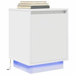 Berkfield Home Modern Bedside Cabinet with LED Lights¬†White 38x34x50 cm in White - Size: 38 x 34 x 50 cm - thumbnail 2
