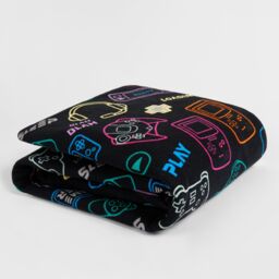 OHS Gaming Kids Towel Bath Quick Dry Summer Travel Microfibre Absorbent Swim Holiday in Black - thumbnail 3