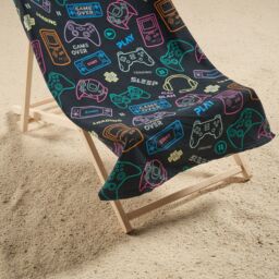 OHS Gaming Kids Towel Bath Quick Dry Summer Travel Microfibre Absorbent Swim Holiday in Black - thumbnail 2