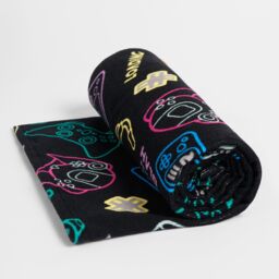 OHS Gaming Kids Towel Bath Quick Dry Summer Travel Microfibre Absorbent Swim Holiday in Black - thumbnail 4