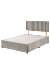 Aspire Grant Divan, Linen Fabric, Strutted Headboard, No Drawers in Silver - Size: King - thumbnail 4